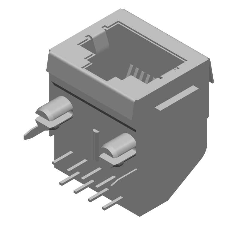 8P RJ45 Connector, Shielded, Right Angle, Solder, Panel Mount