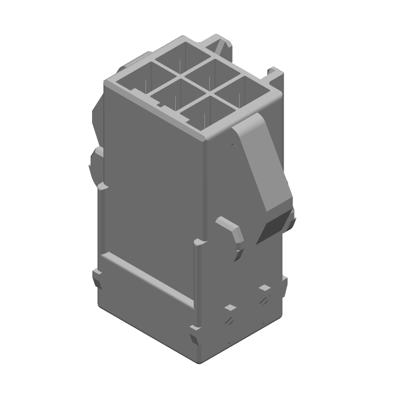 6-Contact Crimp Wire Housing, 10A, 2200VAC, Nylon, Yellow, Commercial