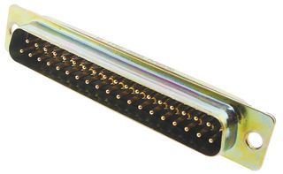50 Pos D-Sub Connector, Male, Right Angle, Solder, Steel