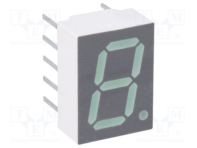 Green 7-Seg LED Display, 10.16mm, 30mA, DIP, Through Hole