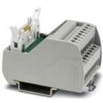 VARIOFACE module, with screw connection and flat-ribbon cable connector, for mounting on NS 35 rails, with pin strip and short and long locking latches for socket strips, 16-pos.