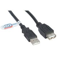 USB A Male To USB A Female 2.0 Cable Black 15 Feet