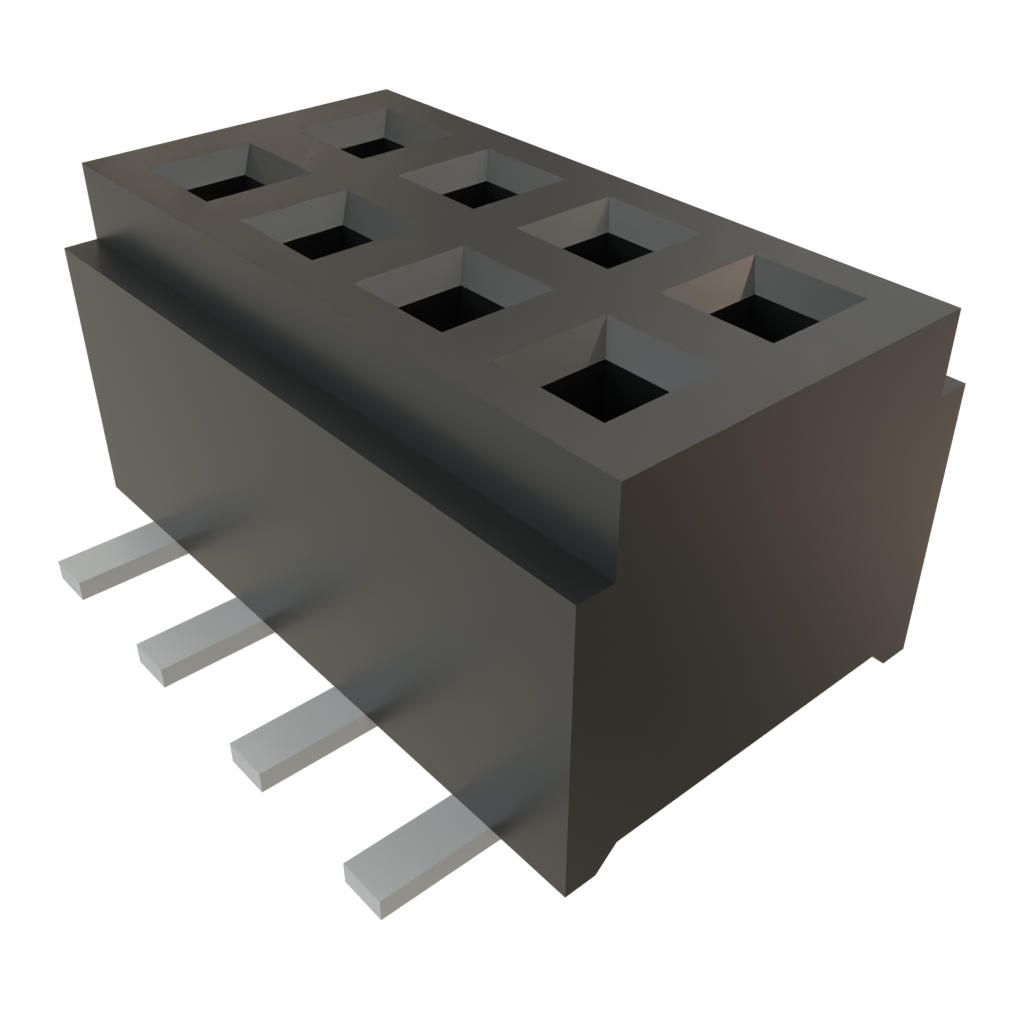 8-Position 2-Row Shrouded Header, 8 Female Sockets, 125°C, Lead Free, UL94 V-0