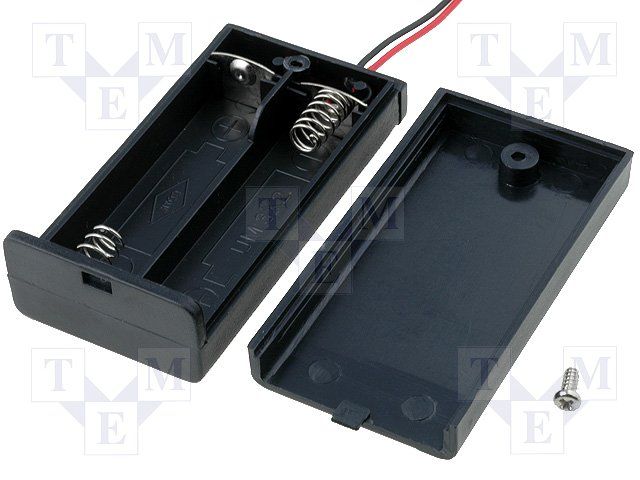 CASE BATTERY 2CELL AA BLACK