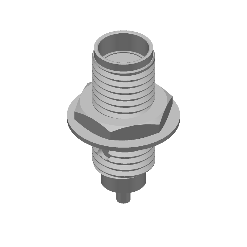 SMA Male RF Connector, 18GHz, 50 Ohm, Gold Plated, Bulkhead Mount