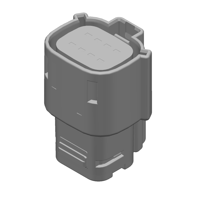 8 Pos Female Receptacle, 22A, Crimp, Black Nylon