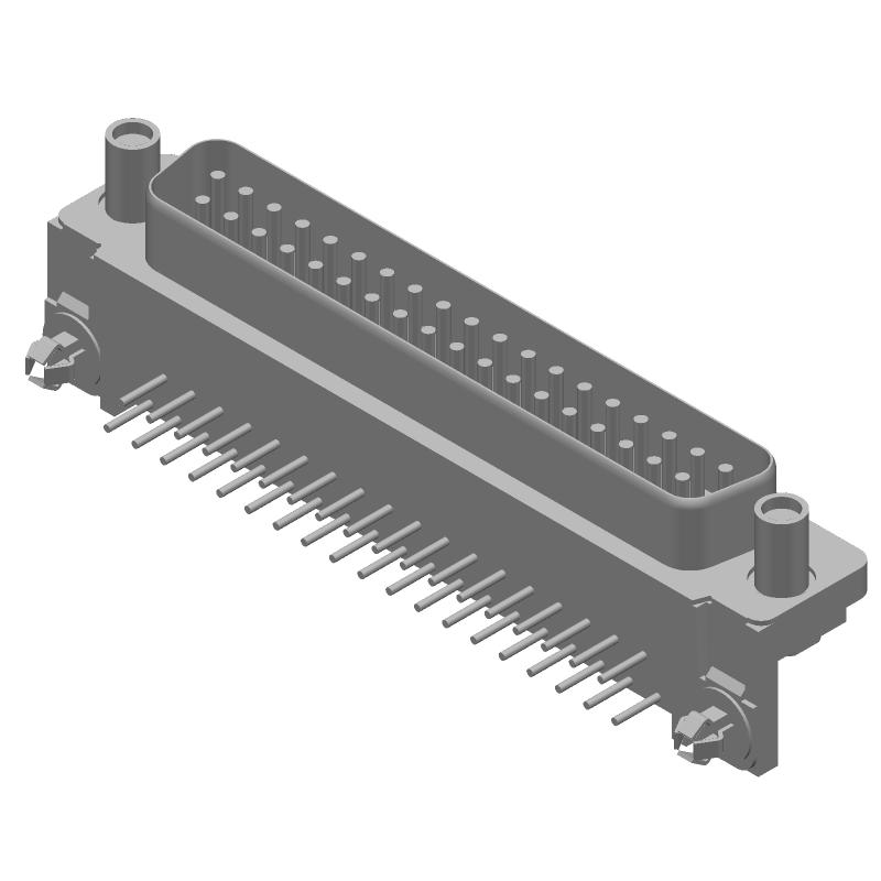 37 Pos D-Sub Connector, Male, RA, Gold/Tin Plated Brass