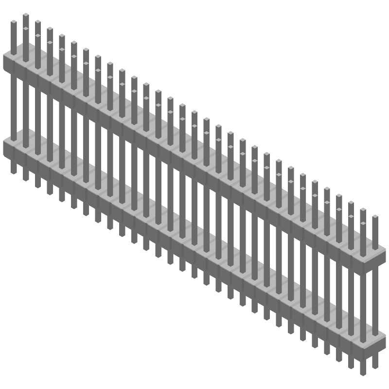 60 Pos 2.54mm Vertical Header, Stackable, Gold Pin
