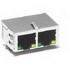 RJ45 Connector, 2 Port, 16 Pos, Shielded, RA, Thru-Hole, Solder