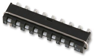 Switch DIP OFF ON SPST 8 Recessed Slide 0.01A 5VDC PC Pins 500Cycles Thru-Hole