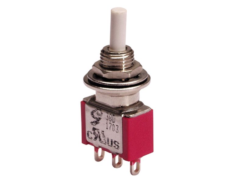 Switch Push Button ON None ON SPDT Round Plunger 6A 250VAC 28VDC Alternate Contact Panel Mount Wire Wrap