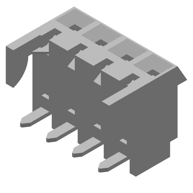 4 Pos Female Receptacle, Right Angle, 3.96mm Pitch, 5A, 250V