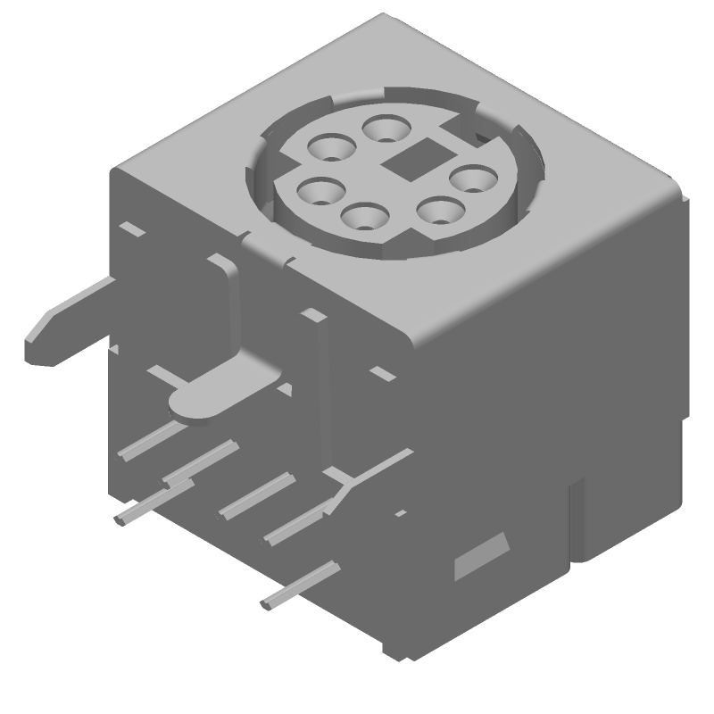 6 Pos DIN 41612 RA Backplane Connector, Female, Gold/Tin