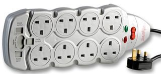EXTENSION LEAD, 8 GANG, SWITCHED, 2M