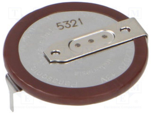 3V 20mAh Secondary Lithium Battery, 2020 Size, PC Pin