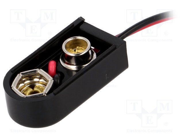 1-Cell Coin/Cylindrical Battery Holder, Wire Leads, Brass/ABS