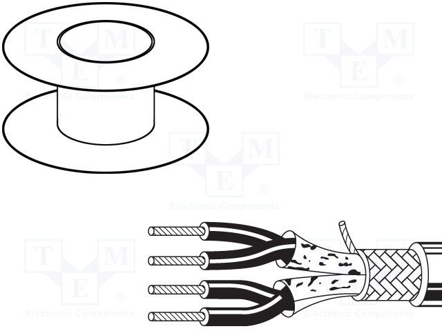 Shielded Multi-Pair Cable, 4 Cond, 18AWG, 300V, 500ft, Grey