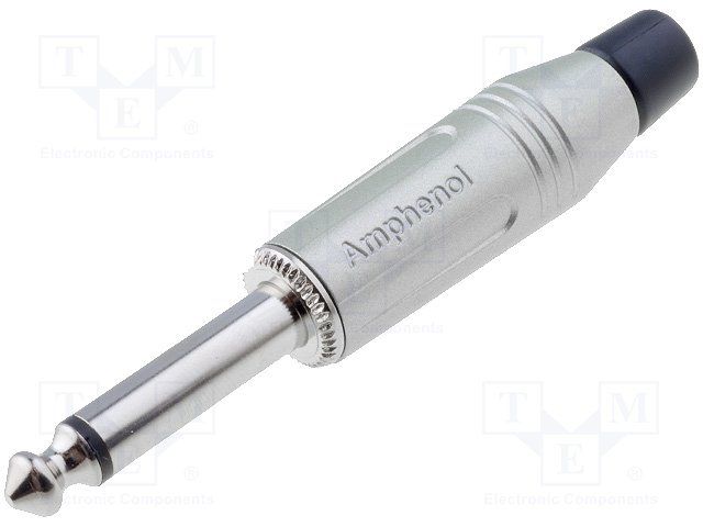 6.35mm Mono Power Connector, 10A, 1.5kV, 3-Pin, Solder, Male