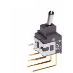 DPDT Toggle Switch, ON-OFF-ON, 28VAC/DC, 100mA, PC Pin