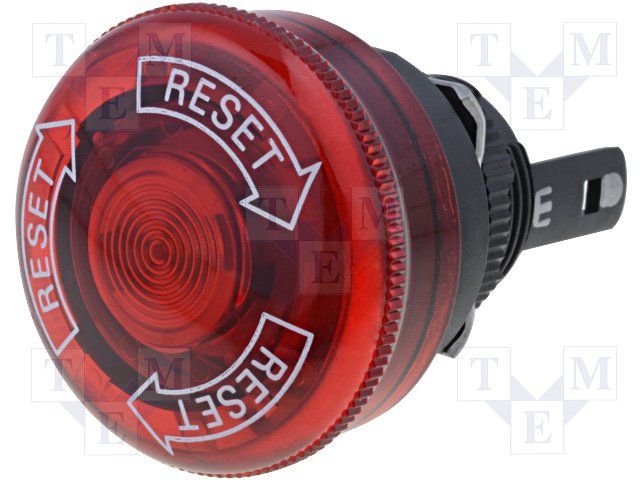 Emergency Stop Switch, 5A 250VAC, DPST, Red Mushroom, Panel Mount, LED