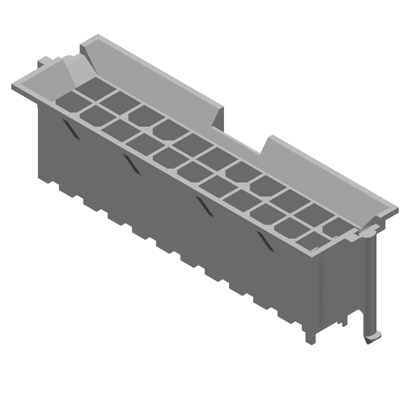22 Pos Power Connector, 9A, 600V, Straight, Solder, Thru-Hole