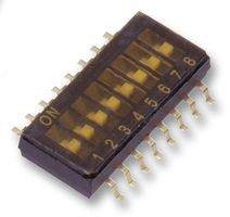 8-Pos SPST Slide DIP Switch, 25mA 24VDC, SMD Gull Wing