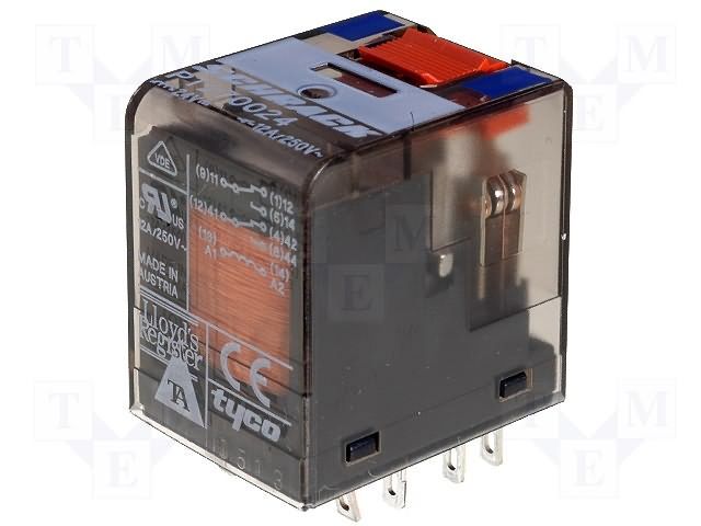 DPDT Signal Relay, 12A, 24VDC Coil, 240VAC Contacts