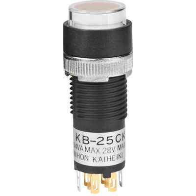 Switch Push Button ON (ON) DPDT Round Button 0.1A 28VAC 28VDC 0.4VA Momentary Contact Panel Mount Solder Lug