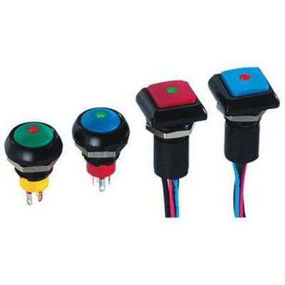 Switch Push Button N.O. SPST Round Plunger 5A 48VAC 48VDC Momentary Contact Panel Mount Solder Lug Automotive