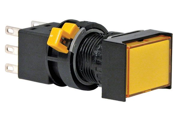 Switch Push Button N.O./N.C. SPDT Flush Rectangular Button 5A 250VAC 125VDC Maintained Contact Quick Connect/Solder Panel Mount