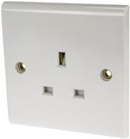 Deta Glacier White 1 Gang Urea Formaldehyde Unswitched Electrical Socket, Type G - British, 13A, Flush Mount, IP2X