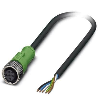 5-Conductor 10m PVC Cable, 125V, 4A, M12 Plug, Free Hanging