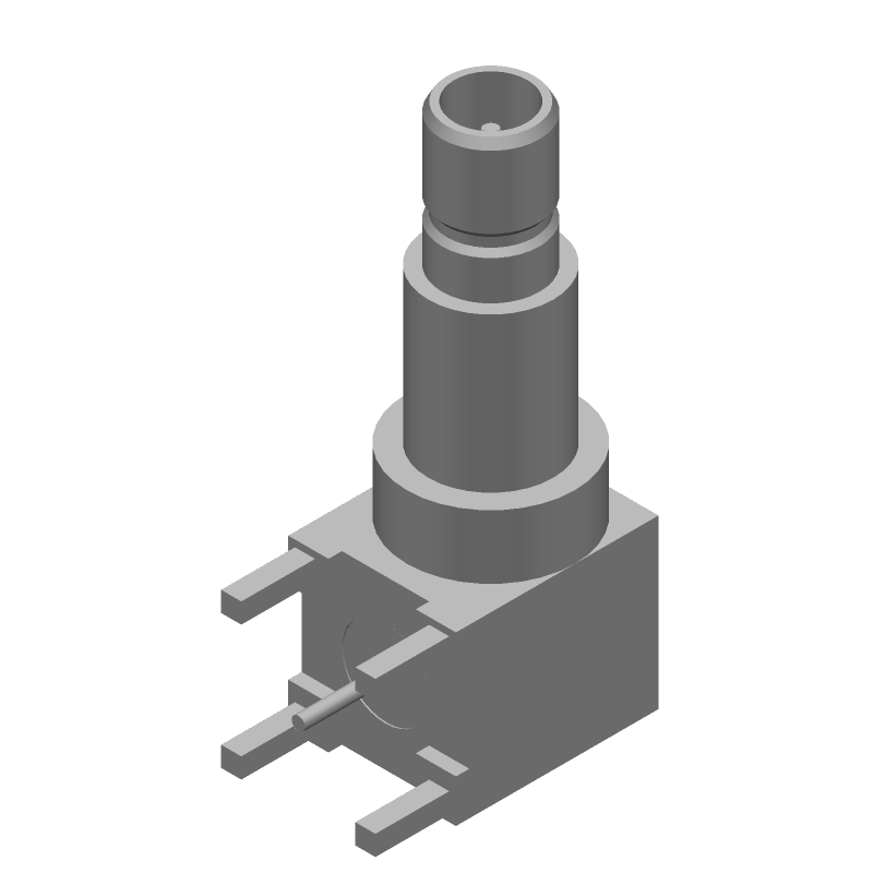 Mini-SMB RF Connector, 4GHz, 75R, Solder, Right Angle, Female