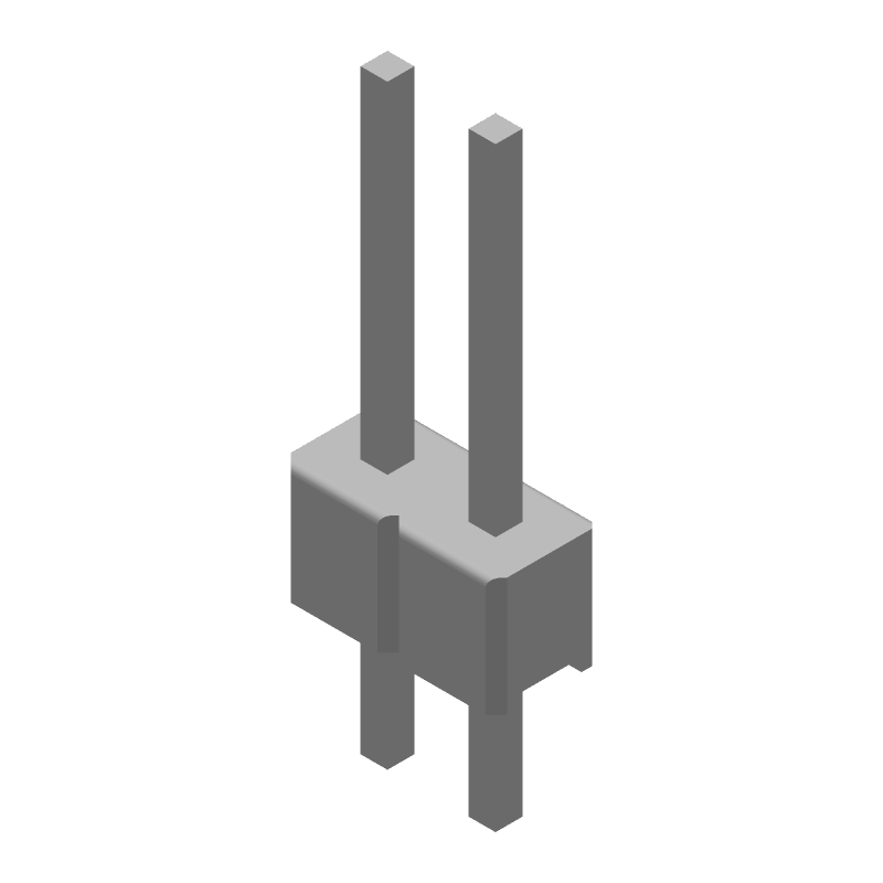 2 Pos 2.54mm Unshrouded Header, Male Pin, Vertical, Thru-Hole, 5A