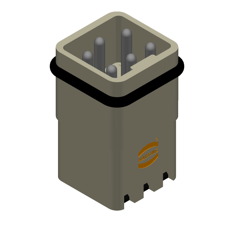 5 Pos Rectangular Connector, 16A, 600V, Male, Silver, Grey