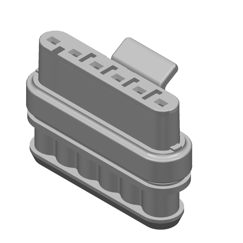 6P Rectangular Connector, Signal, 14A, IP67, Crimp, 24V