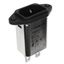 Filtered Power Entry Module, 1A, 250VAC, 3 Pos, 1 Port