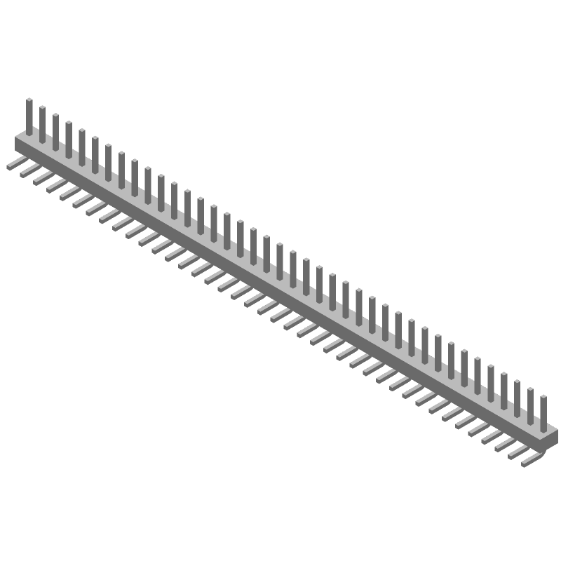 40 Pos 2.54mm RA Thru-Hole Header, Male Pin, Tin