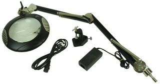 LED Magnifier Lamp, 15V/240V, Black, Edge Mount