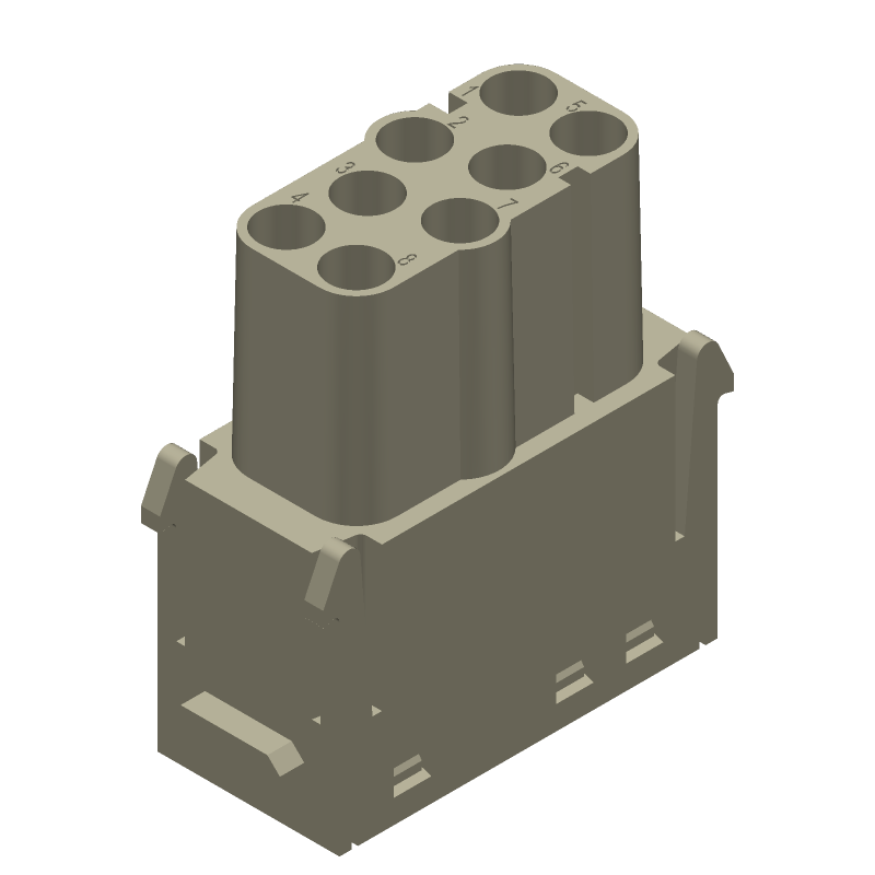 8 Pos Female Rectangular Connector, 16A, 400V, Crimp, UL94 V-0