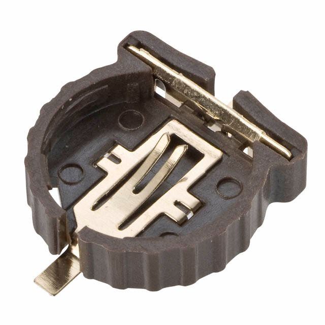 SMT Coin Cell Battery Holder, 1-Cell, Bronze, Polyphenylene, -55°C to 105°C