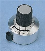 Atoms Potentiometer Knob, Body: Chrome, Dia. 22.2mm with a Black Indicator, 6.35mm Shaft