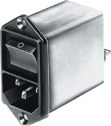 Filtered Power Entry Module, 250VAC, 4A, 3 Pos, ST