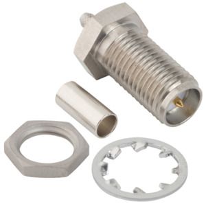 SMA RF Connector, 12.4GHz, 50 Ohm, Solder, Straight, Panel Mount