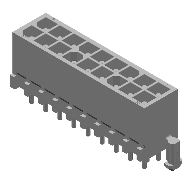 18 Pos, 9.5A, 600V, Wire-to-Board, Male Pin Header, Tin Plated