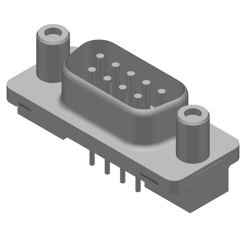 9 Pos D-Sub Plug, Signal, Straight, Solder, Gold/Tin Plated