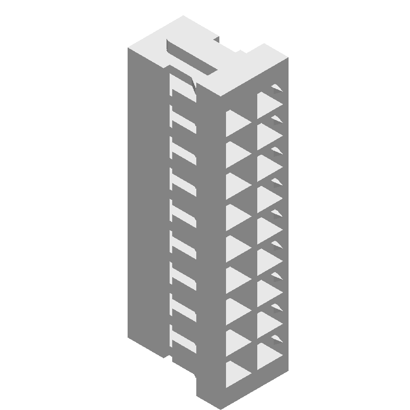 18 Pos 2mm Crimp Wire Housing, Receptacle, 250V, 2A, Black
