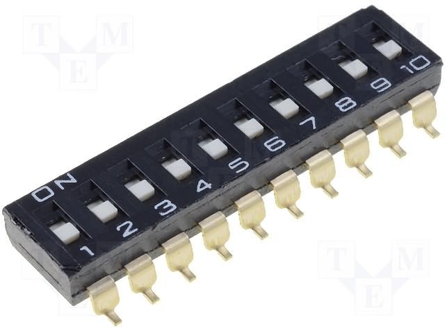 DIP Switch, Slide, SPST, 25mA, 24VDC, SMD