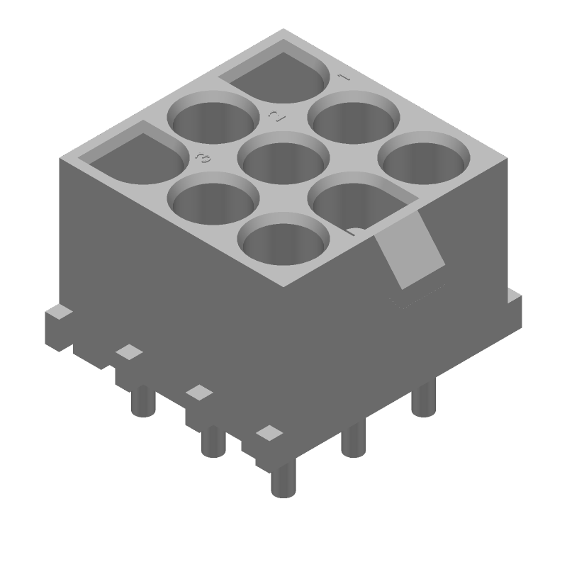 9 Pos Male Rectangular Connector, 19A, 600V, Wire-to-Board, Through Hole