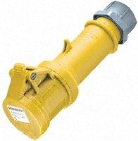 IP44 Yellow Cable Mount 3P Industrial Power Socket, Rated At 16A, 110 V